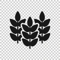 Wheat icon in flat style. Barley vector illustration on white isolated background. Harvest stem business concept.