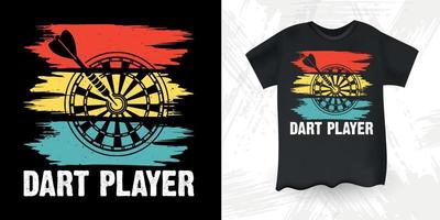 Funny Dart Player Retro Vintage Dart Throwing T-Shirt Design vector