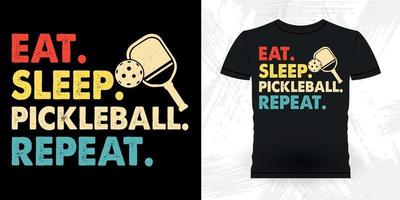 comer dormir pickleball repetir divertido pickleball jugador deportes retro vintage pickleball camiseta diseño vector