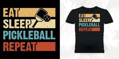comer dormir pickleball repetir divertido pickleball jugador deportes retro vintage pickleball camiseta diseño vector