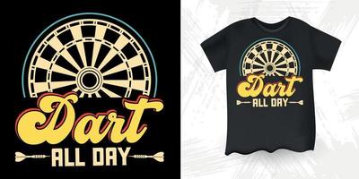 Funny Dart Player Retro Vintage Dart Throwing T-Shirt Design vector