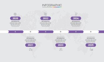 diseño de infografías Se pueden utilizar 6 pasos con iconos de marketing para diseño de flujo de trabajo, diagrama, informe anual, diseño web. vector