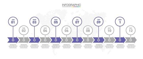 concepto de negocio con 12 opciones. vector de diseño de infografías de línea de tiempo y negocio de presentación.