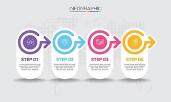 Infographics design 4 steps with marketing icons can be used for workflow layout, diagram, annual report, web design. vector