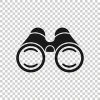 Binocular icon in flat style. Search vector illustration on white isolated background. Zoom business concept.