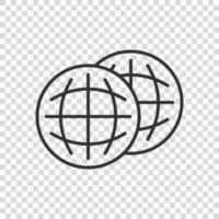 Earth planet icon in flat style. Globe geographic vector illustration on white isolated background. Global communication business concept.