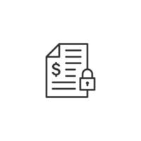 Financial statement icon in flat style. Document with lock vector illustration on white isolated background. Report business concept.