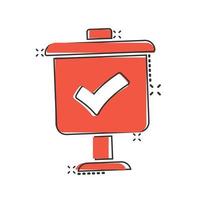 Checklist vector icon in comic style. Survey cartoon vector illustration in flat design on isolated background. Simple splash effect business concept pictogram.