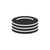 Plate icon in flat style. Dish vector illustration on white isolated background. Tableware business concept.
