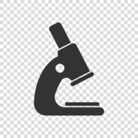 icono de microscopio en estilo plano. Ilustración de vector de lupa de laboratorio sobre fondo aislado. concepto de negocio de signo de instrumento de biología.