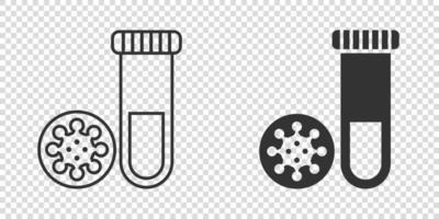 icono de prueba de coronavirus en estilo plano. covid-19 ilustración vectorial sobre fondo aislado. concepto de negocio de signos de diagnóstico médico. vector