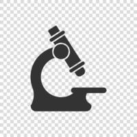 Microscope icon in flat style. Laboratory magnifier vector illustration on isolated background. Biology instrument sign business concept.