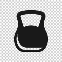 Kettlebell icon in flat style. Barbell sport equipment vector illustration on white isolated background. Dumbbell business concept.