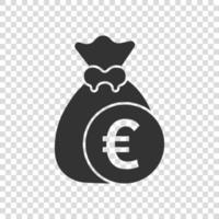 icono de bolsa de dinero en estilo plano. Ilustración de vector de bolsa de dinero sobre fondo aislado. concepto de negocio de signo de saco de monedas.