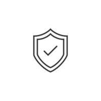 Shield with check mark icon in flat style. Protect vector illustration on white isolated background. Checkmark guard business concept.
