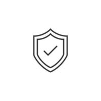 Shield with check mark icon in flat style. Protect vector illustration on white isolated background. Checkmark guard business concept.