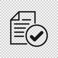 Approved document icon in flat style. Authorize vector illustration on white isolated background. Agreement check mark business concept.