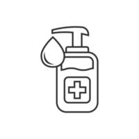 Hand sanitizer icon in flat style. Antiseptic bottle vector illustration on isolated background. Disinfect gel sign business concept.