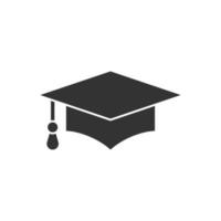 icono de sombrero de graduación en estilo plano. Ilustración de vector de gorra de estudiante sobre fondo blanco aislado. concepto de negocio universitario.