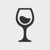 Wine glass icon in flat style. Champagne beverage vector illustration on isolated background. Cocktail drink sign business concept.