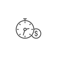 Time is money icon in flat style. Clock with dollar vector illustration on white isolated background. Currency business concept.