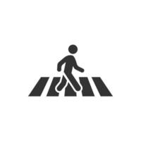 Pedestrian crosswalk icon in flat style. People walkway sign vector illustration on white isolated background. Navigation business concept.