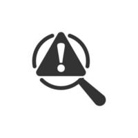 Risk analysis icon in flat style. Exclamation magnifier vector illustration on white isolated background. Attention business concept.