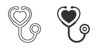 Stethoscope icon in flat style. Heart diagnostic vector illustration on isolated background. Medicine sign business concept.