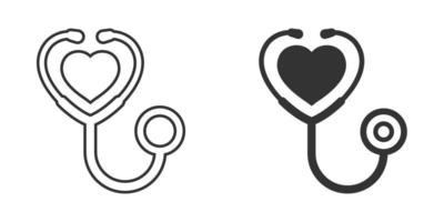 icono de estetoscopio en estilo plano. ilustración de vector de diagnóstico de corazón sobre fondo aislado. concepto de negocio de signo de medicina.