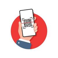 QR code scan icon in flat style. Mobile phone scanning vector illustration on isolated background. Barcode reader sign business concept.