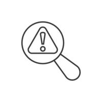 Risk analysis icon in flat style. Exclamation magnifier vector illustration on white isolated background. Attention business concept.