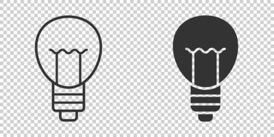 Light bulb icon in flat style. Lightbulb vector illustration on white isolated background. Energy lamp sign business concept.