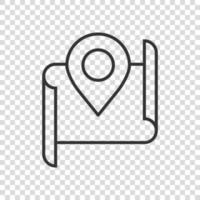 Map pin icon in flat style. gps navigation vector illustration on white isolated background. Locate position business concept.