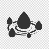 Water drop icon in flat style. Liquid vector illustration on white isolated background. Droplet business concept.