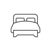 Bed icon in flat style. Bedroom sign vector illustration on white isolated background. Bedstead business concept.