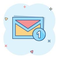 Vector cartoon email envelope message icon in comic style. Mail sign illustration pictogram. Envelope business splash effect concept.