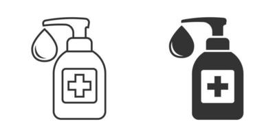 Hand sanitizer icon in flat style. Antiseptic bottle vector illustration on isolated background. Disinfect gel sign business concept.