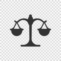 Scales icon in flat style. Libra vector illustration on isolated background. Mass comparison sign business concept.