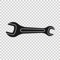 Wrench icon in flat style. Spanner key vector illustration on white isolated background. Repair equipment business concept.