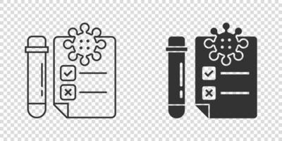 icono de prueba de coronavirus en estilo plano. covid-19 ilustración vectorial sobre fondo aislado. concepto de negocio de signos de diagnóstico médico. vector