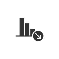 Market trend icon in flat style. Decline arrow with magnifier vector illustration on white isolated background. Decrease business concept.