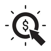 ilustración de estilo vectorial de pago por clic. icono sólido de negocios y finanzas. vector