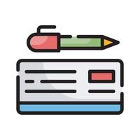 Bank Check Vector Style illustration. Business and Finance Filled Outline Icon.