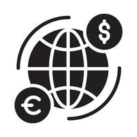 ilustración de estilo de vector de transferencia global. icono sólido de negocios y finanzas.