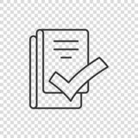 Document checklist icon in flat style. Report vector illustration on white isolated background. Paper sheet business concept.