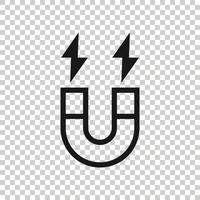 Magnet icon in flat style. Attract vector illustration on white isolated background. Electromagnetic business concept.