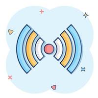 Wifi internet icon in comic style. Wi-fi wireless technology vector cartoon illustration pictogram. Network wifi business concept splash effect.