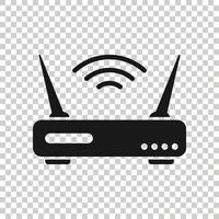 Wifi router icon in flat style. Broadband vector illustration on white isolated background. Internet connection business concept.