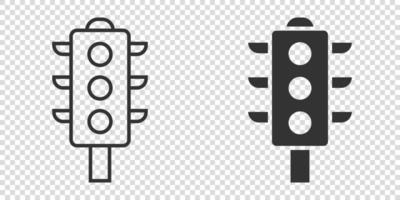 Semaphore icon in flat style. Traffic light vector illustration on white isolated background. Crossroads business concept.