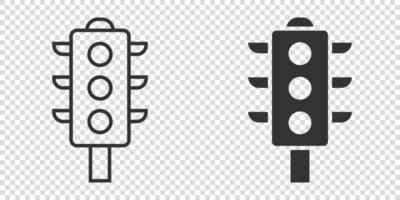 Semaphore icon in flat style. Traffic light vector illustration on white isolated background. Crossroads business concept.